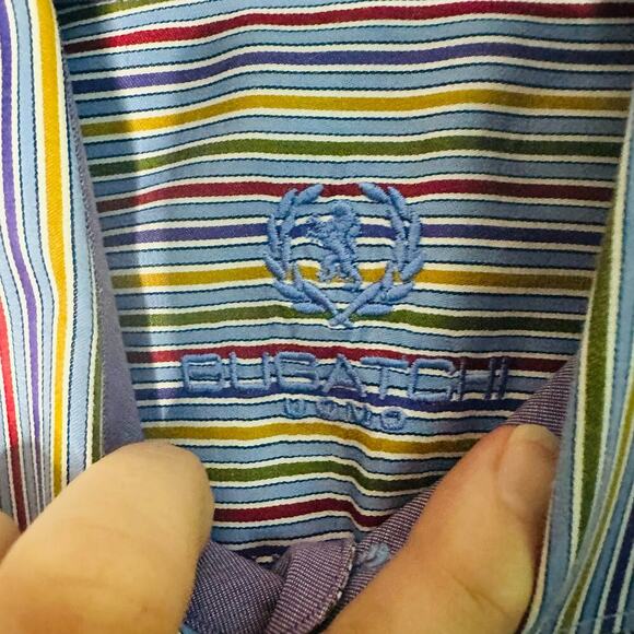 Bugatchi Classic Fit Multicolored Striped Button Down Collares Shirt size Medium - Picture 4 of 9